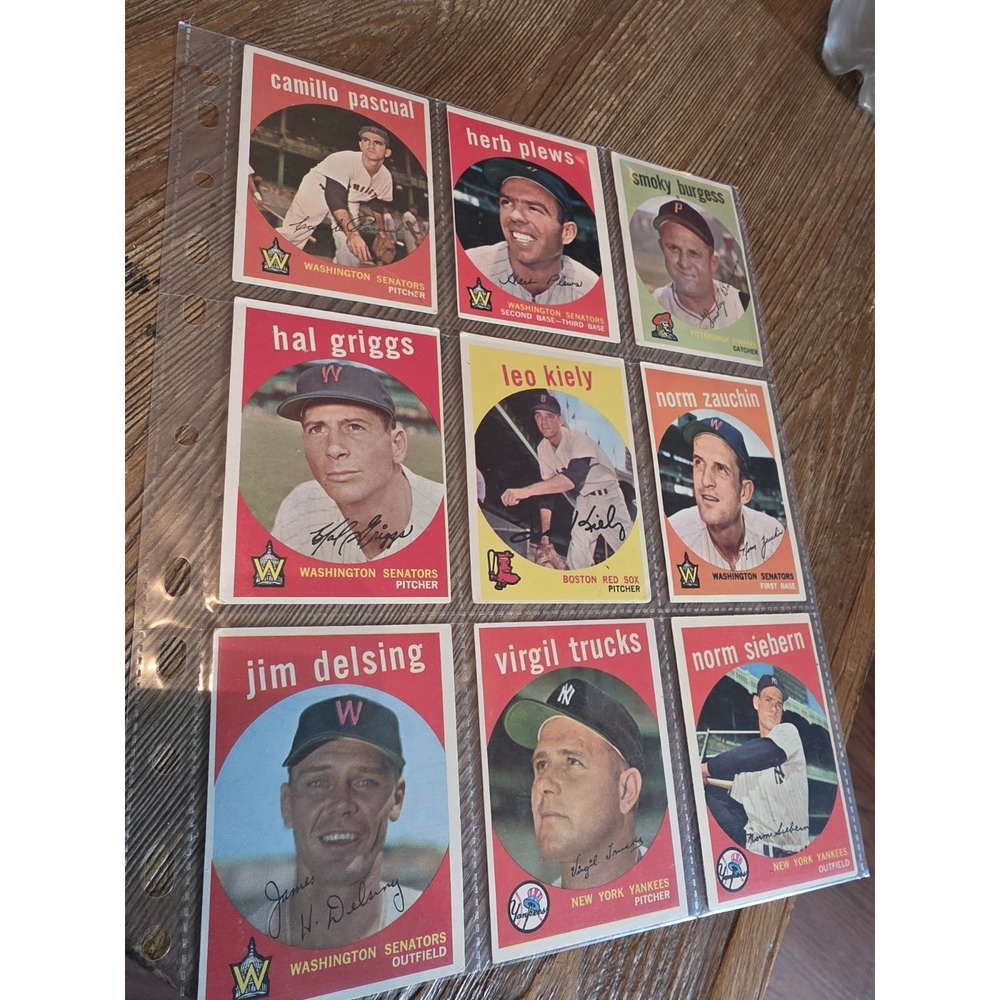 Vintage 1959 Topps Baseball Cards Sheet Of 9